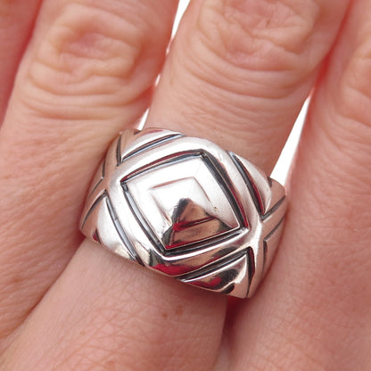 Chapal Zenray 925 Sterling Silver Vintage Modernist Oxidized Ring Size 8