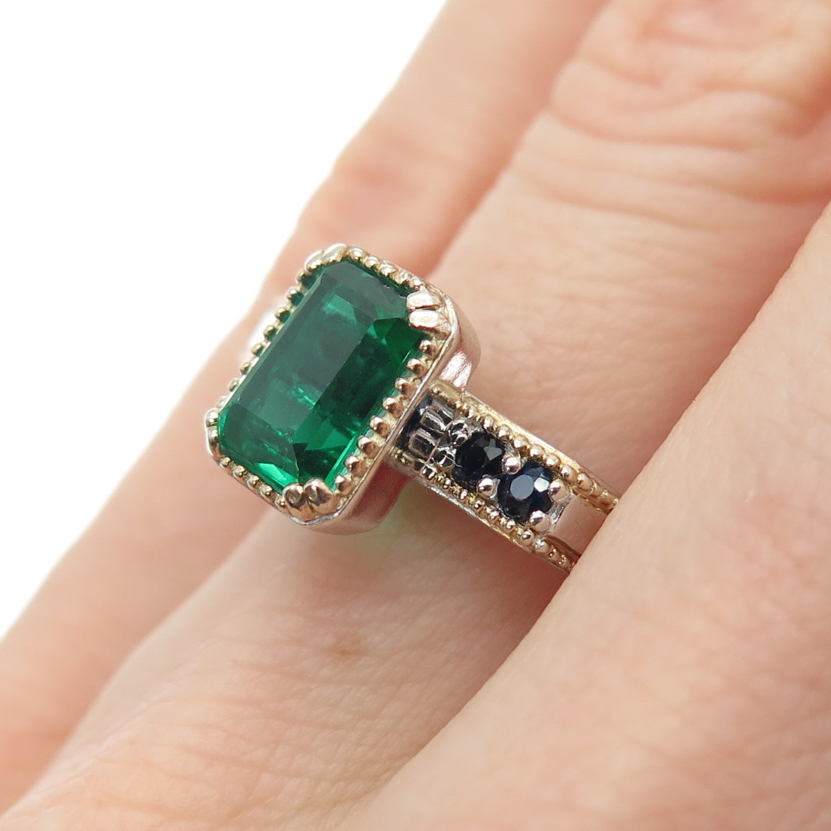 MICHAEL VALITUTTI Gems En Vogue Sterling Chrome Diopside Sapphire Ring Size 6.25