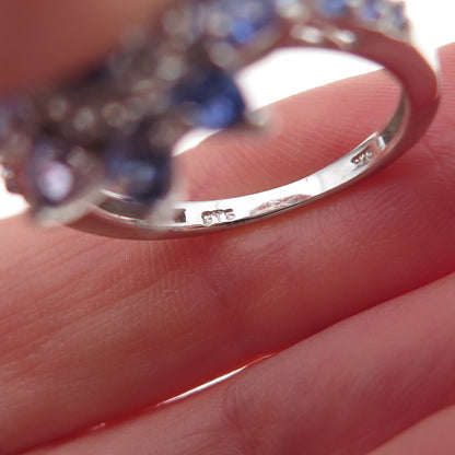 Chuck Clemency 925 Sterling Silver Real Tanzanite & White Topaz Ring Size 8.25