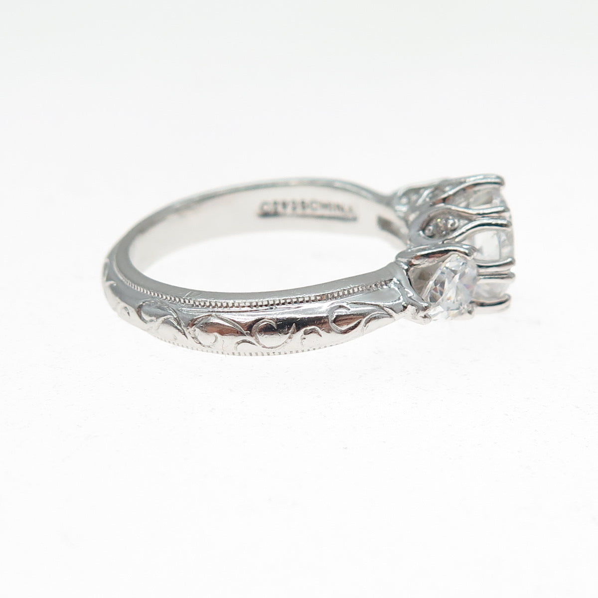 TACORI 925 Sterling Silver Round & Pear-Cut C Z Engagement Ring Size 8.25