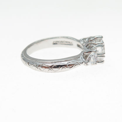 TACORI 925 Sterling Silver Round & Pear-Cut C Z Engagement Ring Size 8.25