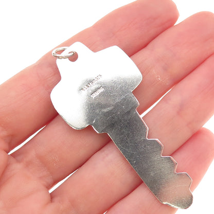 Benson Manygoats Navajo Old Pawn Sterling Vintage Black Onyx Heart Key Pendant