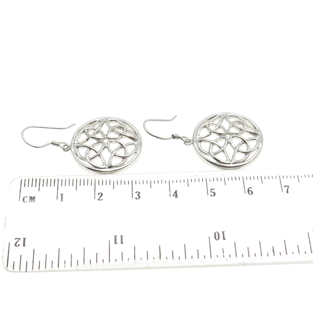 925 Sterling Silver Vintage Celtic Dangle Hook Earrings