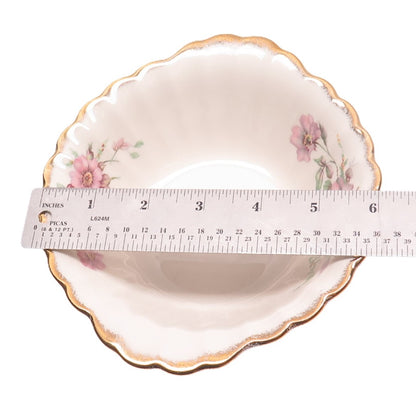 LIMOGES Antique 22K Gold 3K G-F. W. Wild Rose Porcelain SET of 6 Serving Bowls