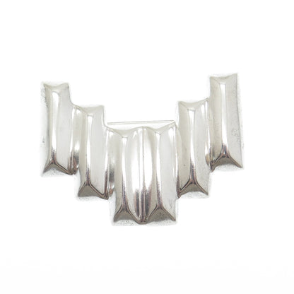 925 Sterling Silver Vintage Mexico Modernist Bar V Shape Pin Brooch