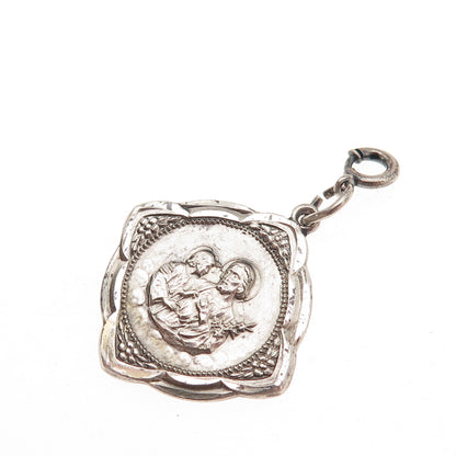925 Sterling Silver Antique Art Deco St. Joseph Spring Ring Clasp Charm Pendant