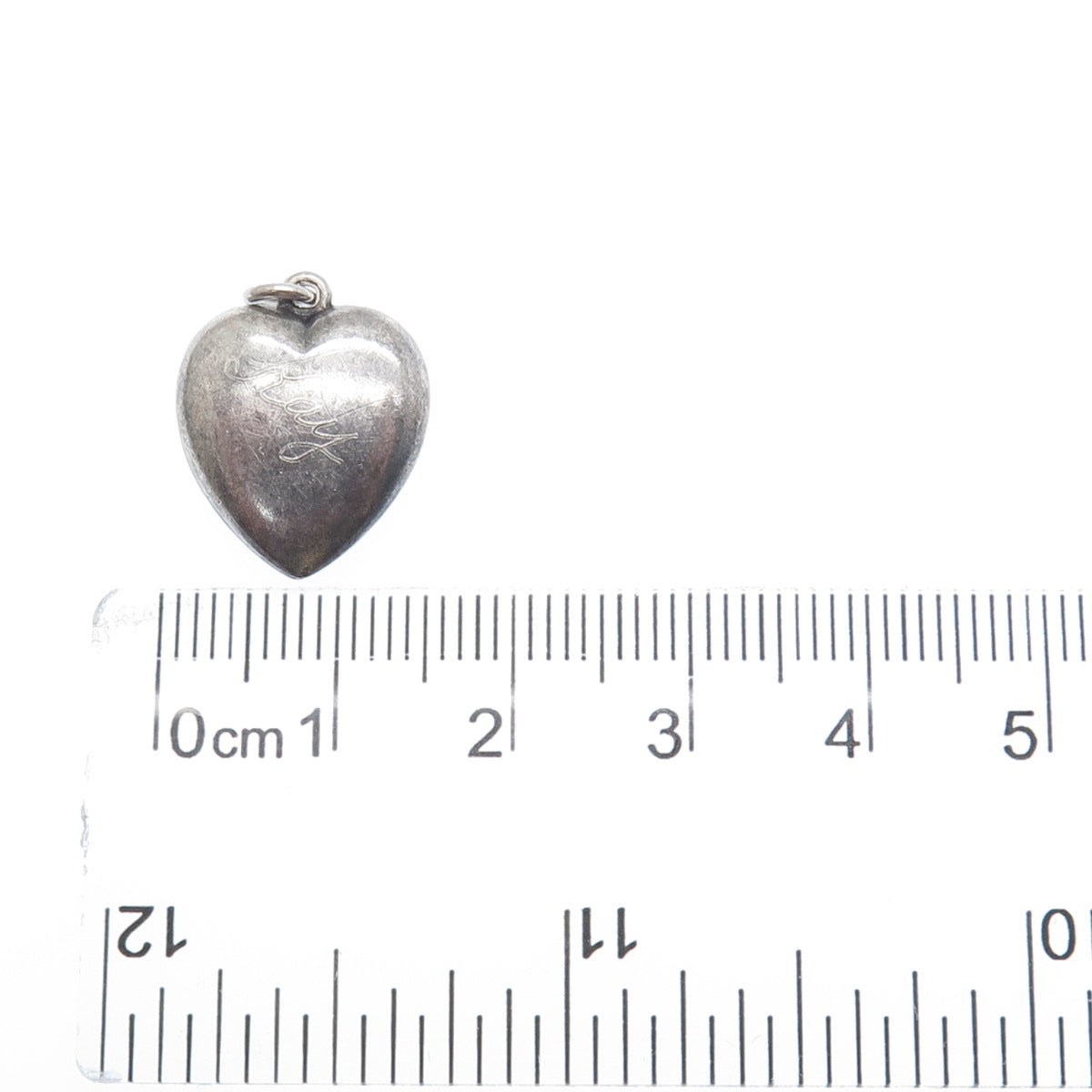 925 Sterling Silver Antique Art Deco Chatelaine Heart Minimalist Charm Pendant
