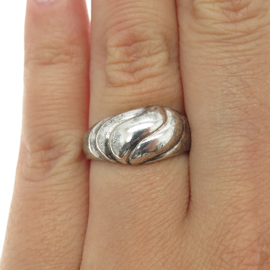 CHAPAL-ZENRAY 925 Sterling Silver Vintage Ribbed Ring Size 6.75