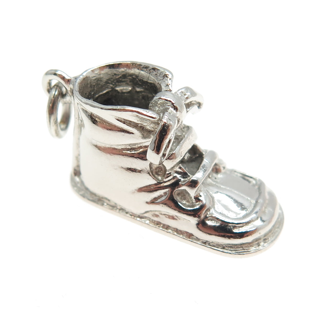 WELLS 925 Sterling Silver Antique Art Deco Boot Shoe 3D Charm Pendant