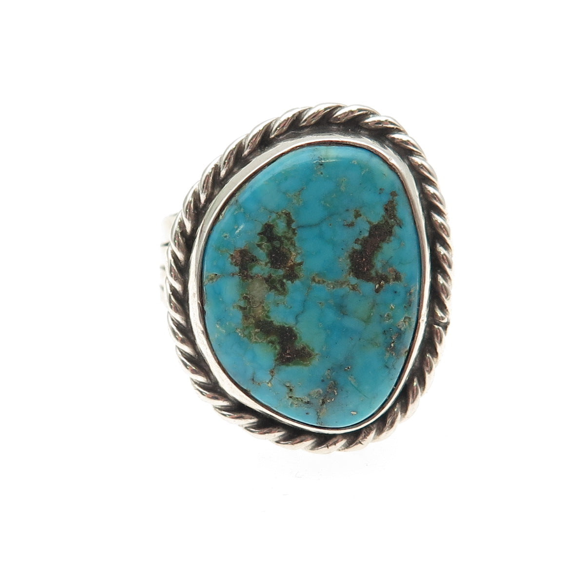 Old Pawn Sterling Silver Vintage Southwestern Turquoise Tribal Ring Size 12.5