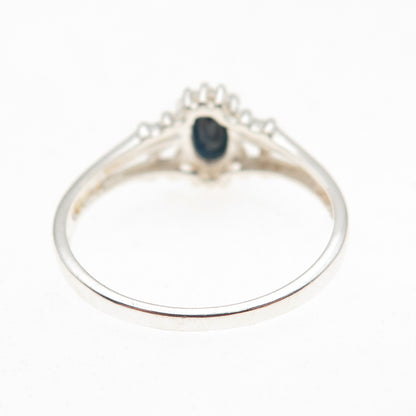 Avon RJ Graziano 925 Sterling Silver Vintage Real Oval-Cut Sapphire Ring Size 9