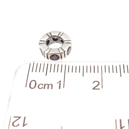 Pandora 925 Sterling Silver Purple C Z Trinity Spacer Slide Charm