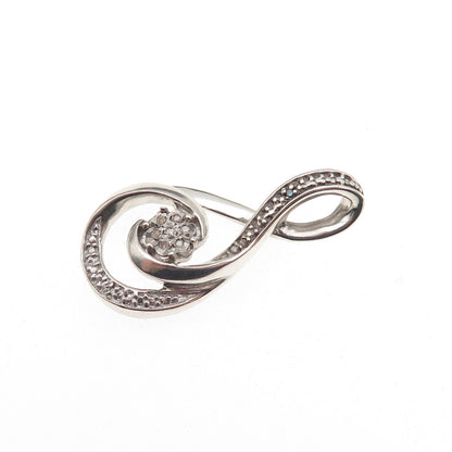 925 Sterling Silver Real Round-Cut Blue & White Diamond Infinity Charm Pendant