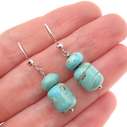 Jay King Desert Rose 925 Sterling Silver Vintage Real Turquoise Dangle Earrings