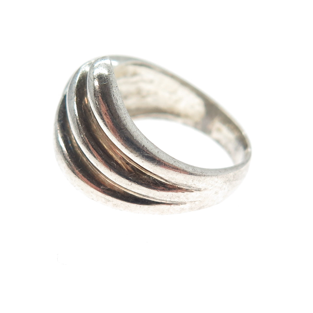 925 Sterling Silver Vintage Modernist Wing Bypass Oxidized Ring Size 6.25