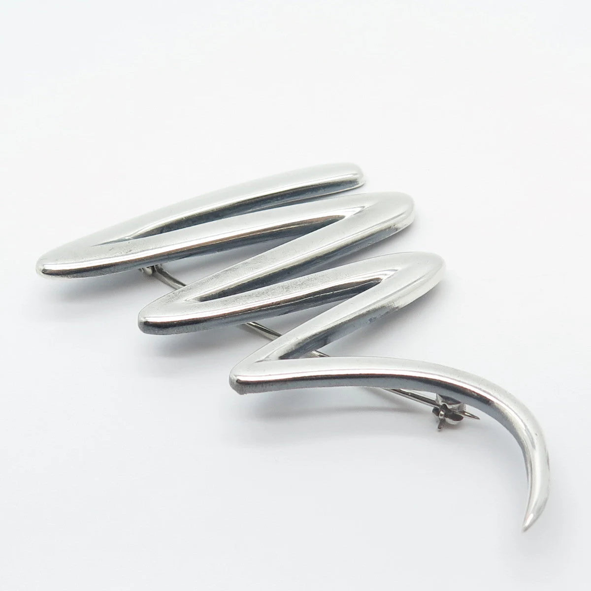 925 Sterling Silver Vintage Zigzag Pin Brooch