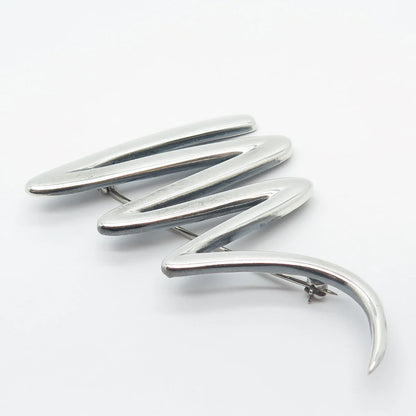 925 Sterling Silver Vintage Zigzag Pin Brooch