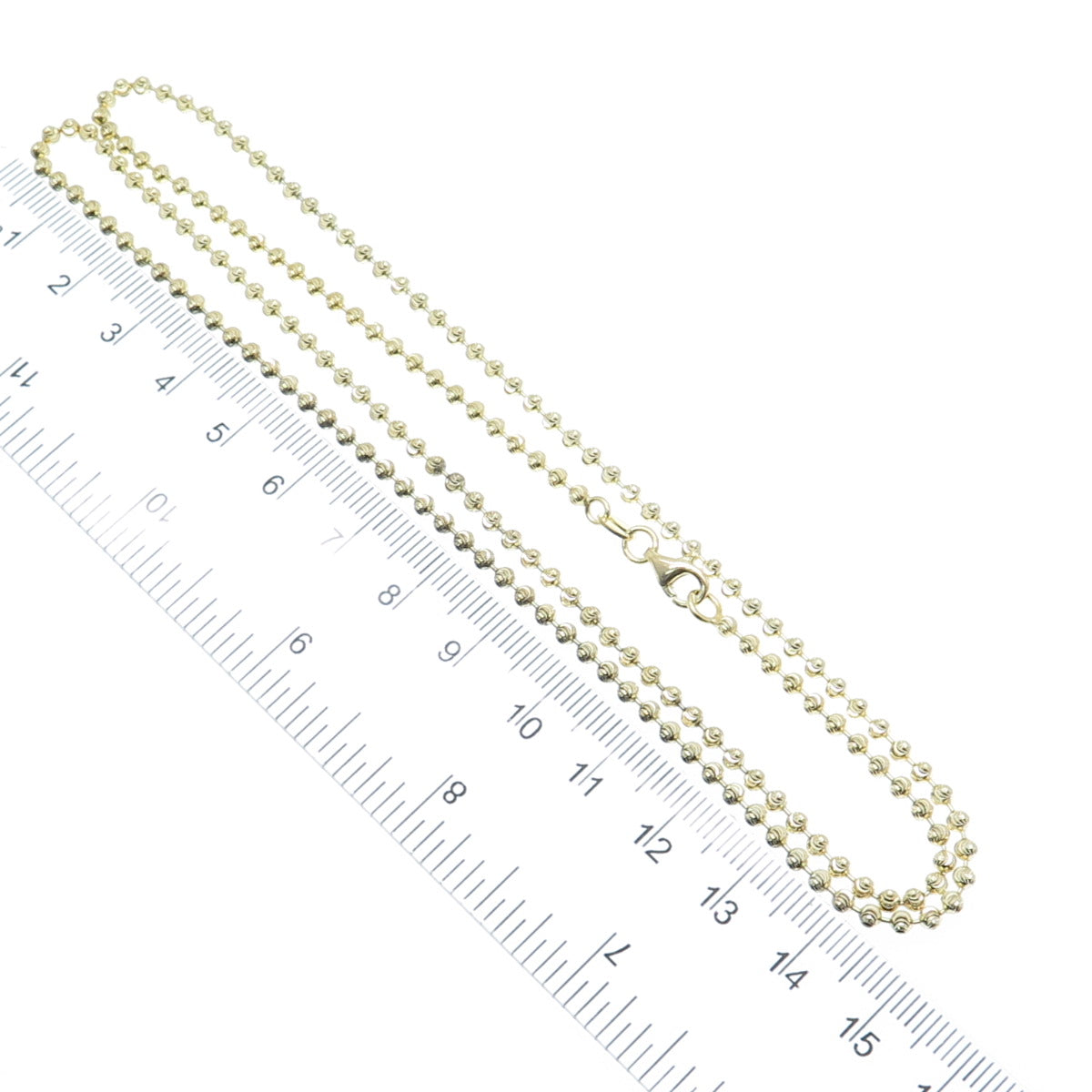 925 Sterling Gold Plated BSI Italy Diamond-Cut Ball Beaded Chain Necklace 24"