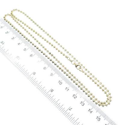 925 Sterling Gold Plated BSI Italy Diamond-Cut Ball Beaded Chain Necklace 24"