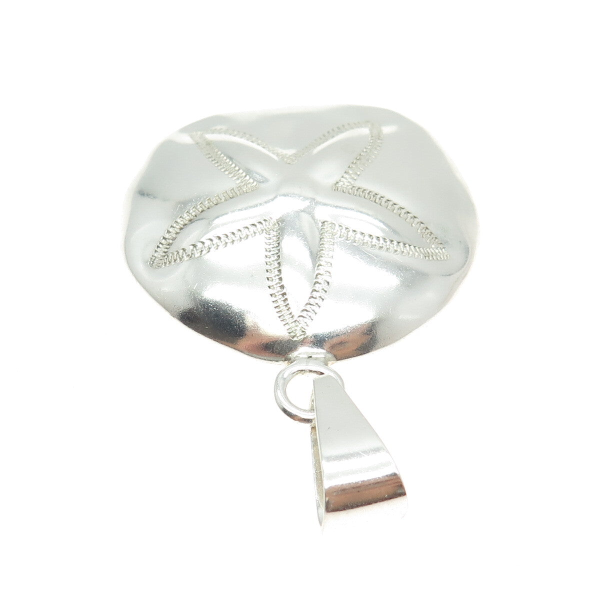ATI 925 Sterling Silver Vintage Mexico Sand Dollar Modernist Pendant