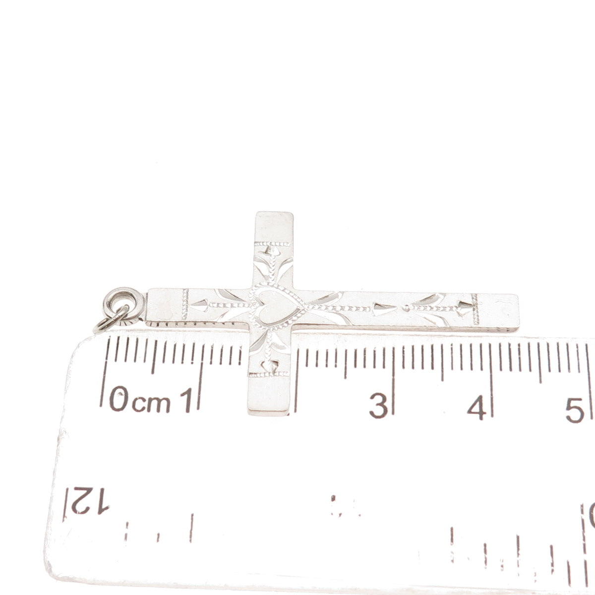 Vargas 925 Sterling Silver Antique Art Deco Heart Cross Charm Pendant