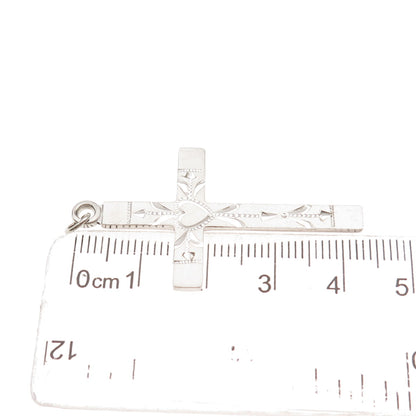 Vargas 925 Sterling Silver Antique Art Deco Heart Cross Charm Pendant