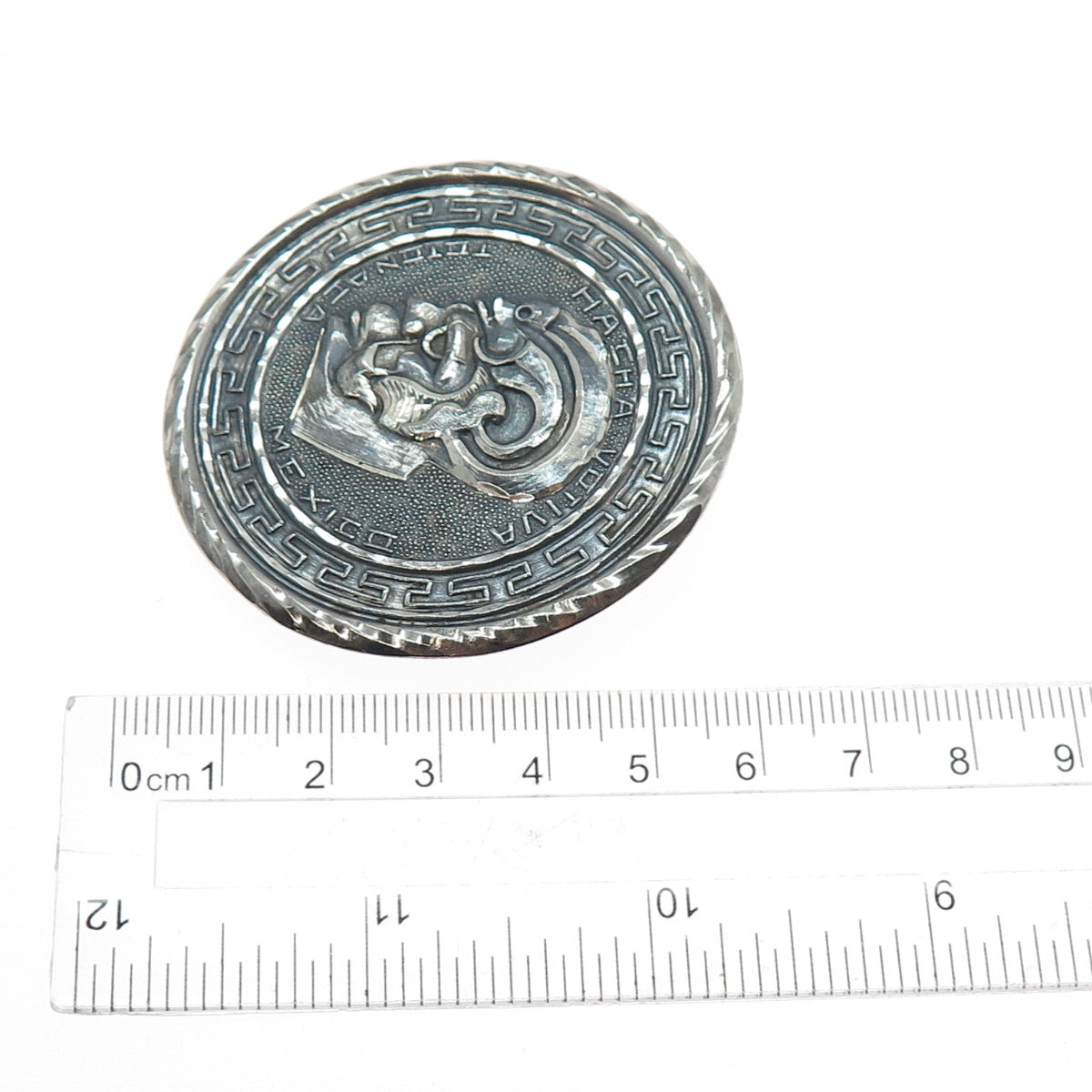 925 Sterling Silver Vintage Mexico Totonac Culture Oxidized Pin Brooch / Pendant