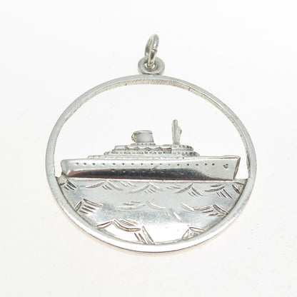 BERNARD HERTZ 925 Sterling Silver Vintage Liner Ship Pendant