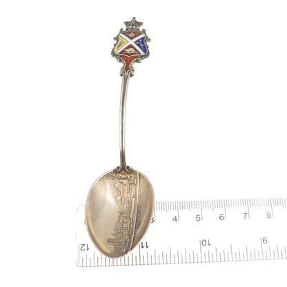 925 Sterling Silver Antique Art Deco Enamel Montreal Coat of Arms Coffee Spoon
