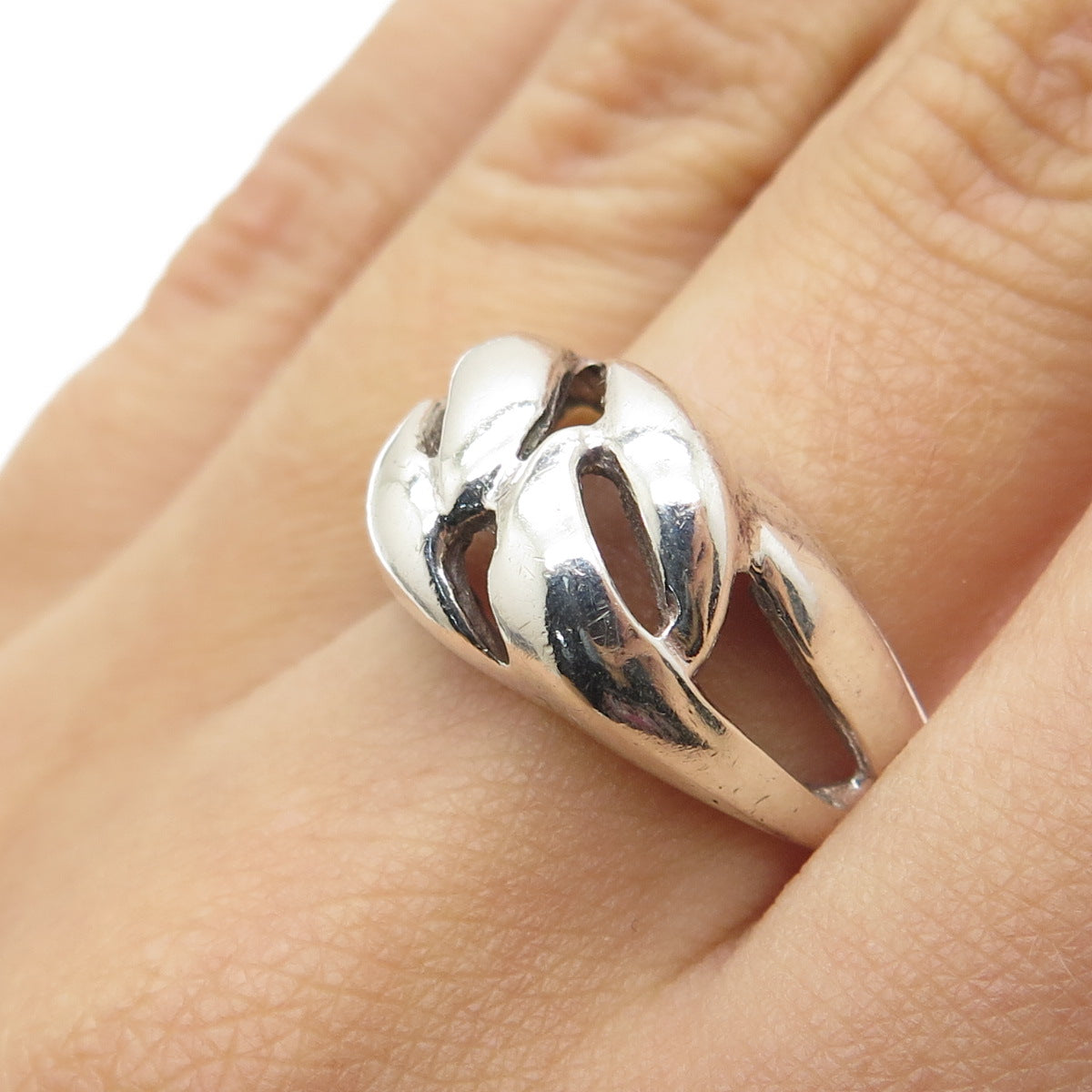 925 Sterling Silver Vintage Modernist Oxidized Ring Size 7.75