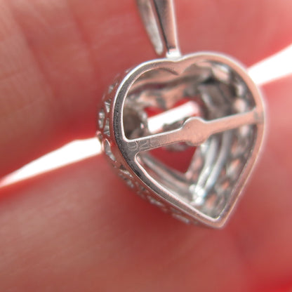 925 Sterling Silver Pink Round-Cut Shaped C Z Open Heart Minimalist Pendant