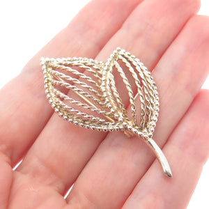 NAPIER 925 Sterling Silver Gold Plated Vintage Floral Leaf Pin Brooch