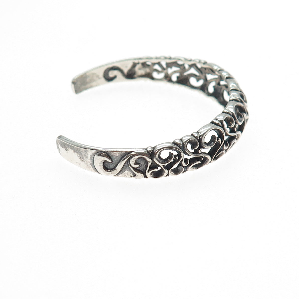 KABANA 925 Sterling Silver Vintage Swirl Oxidized Adjustable Cuff Bracelet 6.75"
