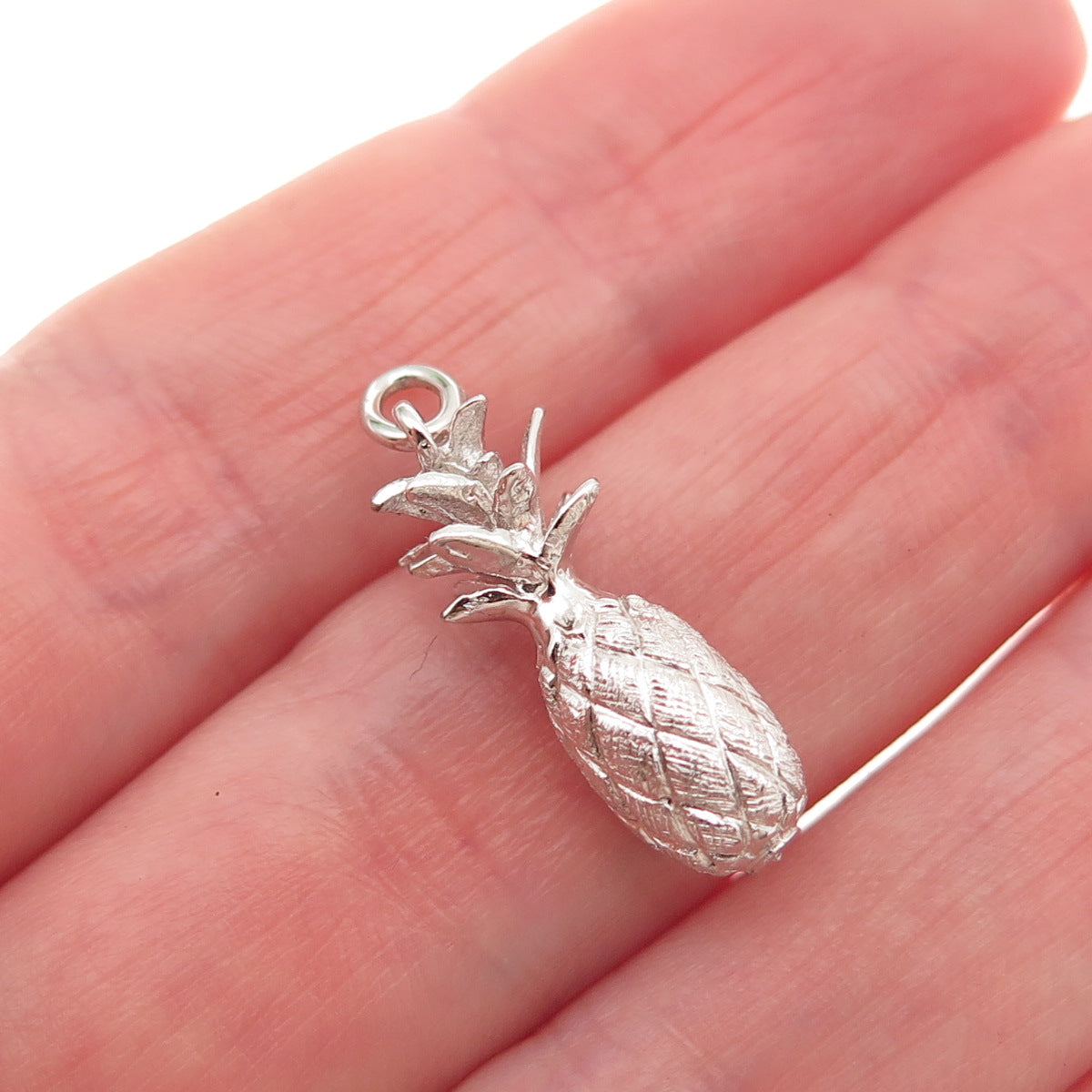925 Sterling Silver Vintage Pineapple 3D Mini Charm Pendant