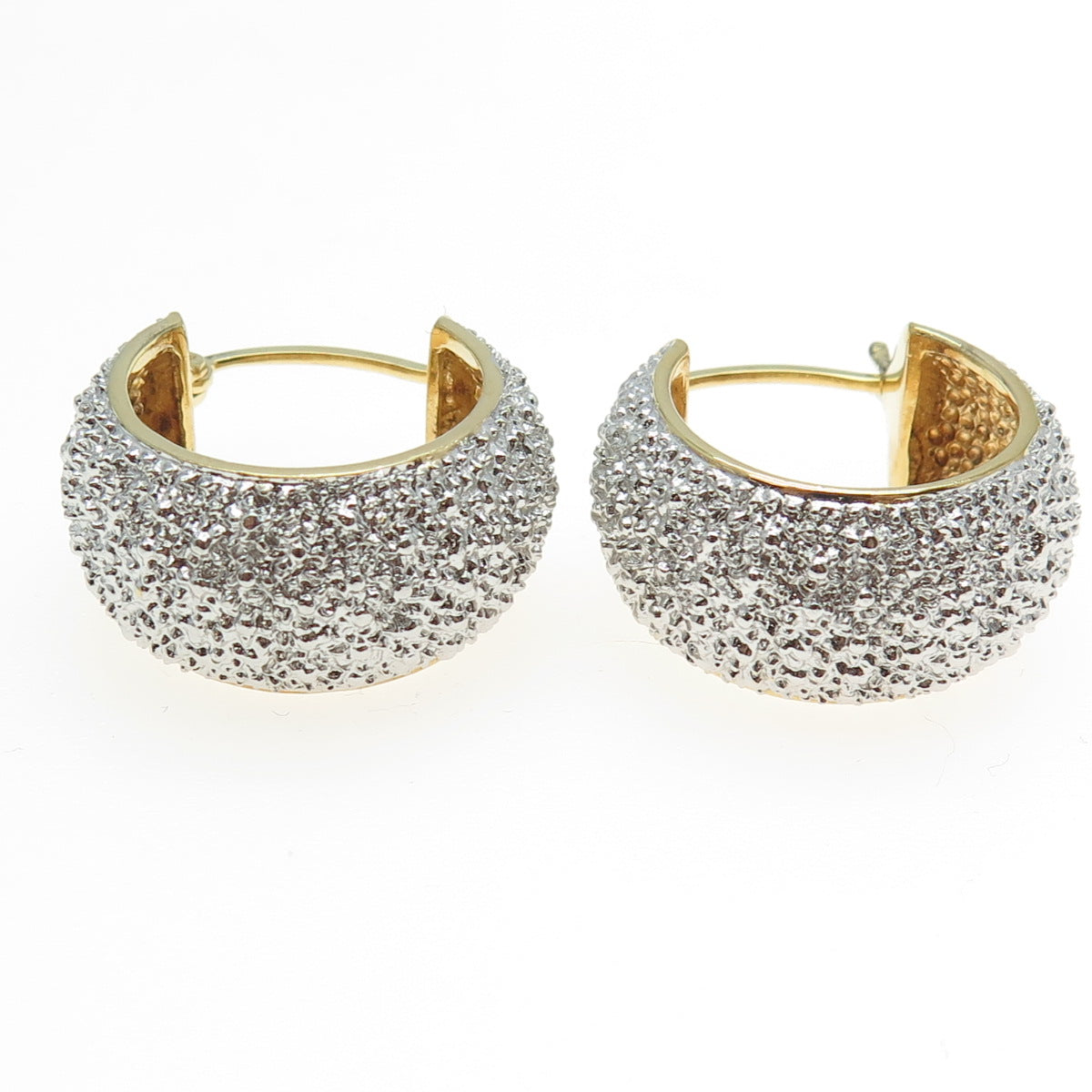 925 Sterling Silver 2-Tone Real Diamond Accent Hoop Earrings