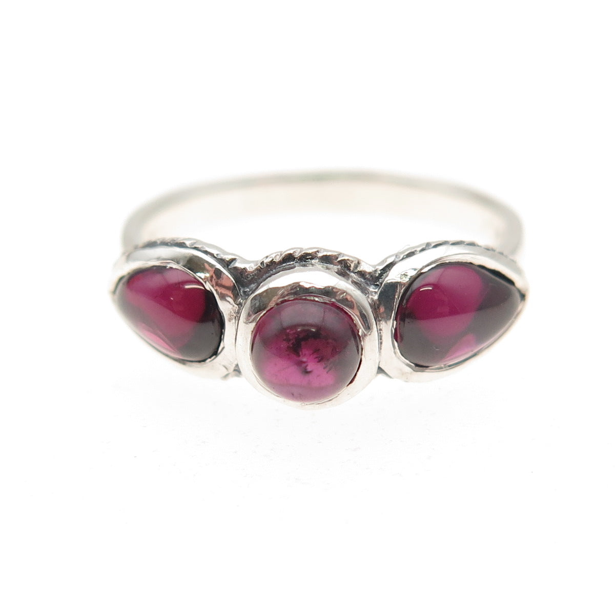 925 Sterling Silver Vintage Real Tourmaline Oxidized Ring Size 4.75