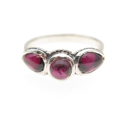 925 Sterling Silver Vintage Real Tourmaline Oxidized Ring Size 4.75