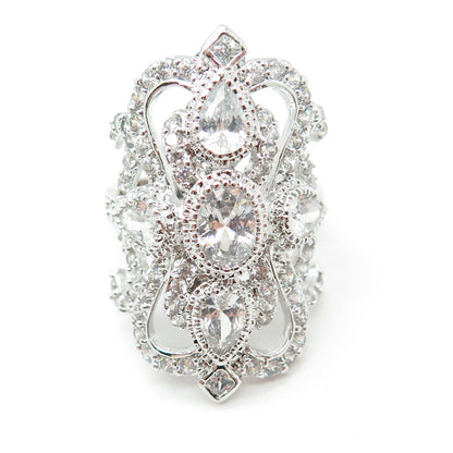 CFJ Collins Fine Jewelry Sterling Silver Multi-Cut C Z Bohemian Ring Size 7.5