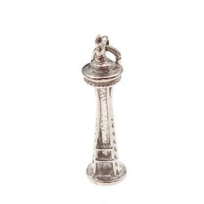 925 Sterling Silver Vintage Seattle Space Needle 3D Charm Pendant
