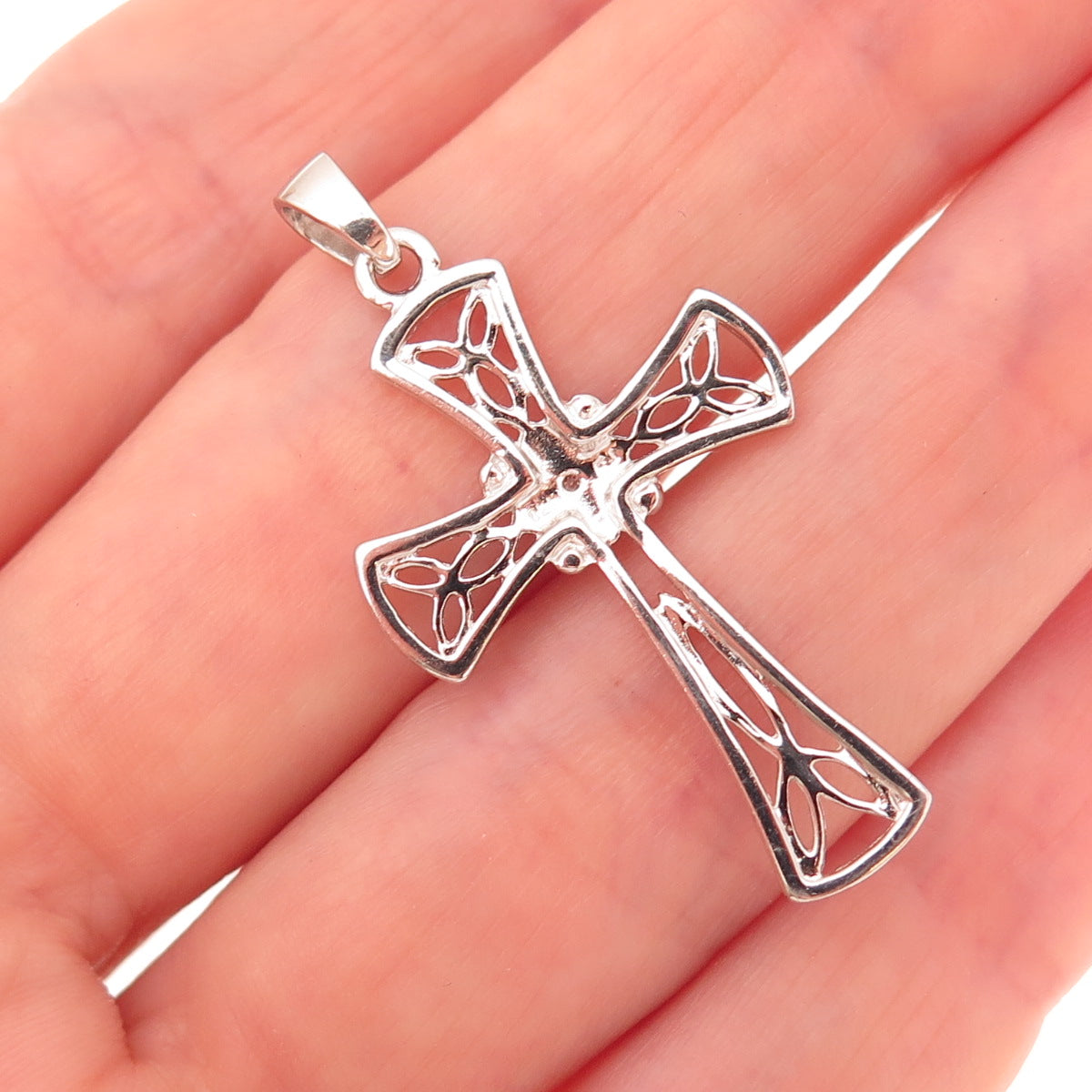 RJ Graziano 925 Sterling Silver Real Diamond Celtic Trinity Cross Charm Pendant