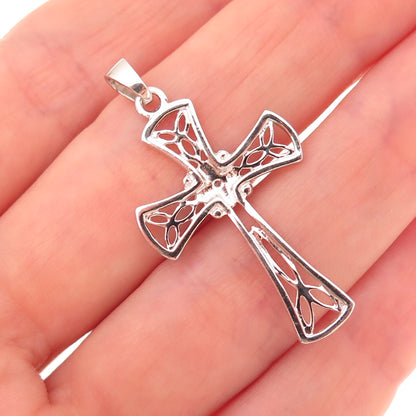 RJ Graziano 925 Sterling Silver Real Diamond Celtic Trinity Cross Charm Pendant