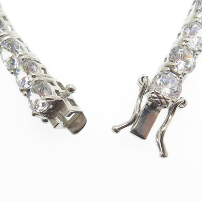 925 Sterling Silver Round-Cut Shaped C Z Sparkle Tennis Link Bracelet 6.75"