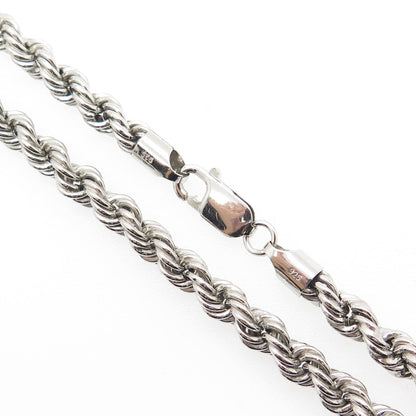 925 Sterling Silver Twisted Rope Chain Necklace 18"