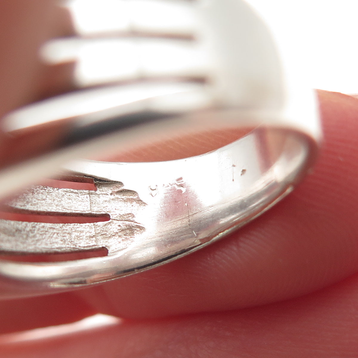 925 Sterling Silver Vintage 4-Row Signet Ring Size 6.75