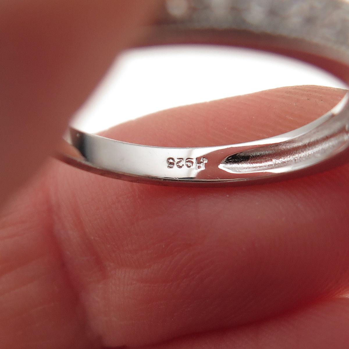 JH Young 925 Sterling Silver Round-Cut C Z Half Eternity Band Ring Size 7