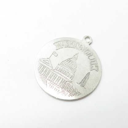 925 Sterling Silver Antique Art Deco Rosecraft Washington Capitol Round Pendant