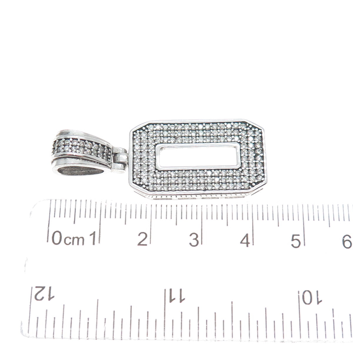 925 Sterling Silver Round-Cut Shaped C Z Letter O Initial Sparkle Pendant