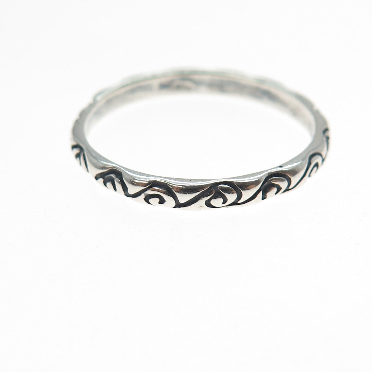 SHUBE 925 Sterling Silver Vintage Spiral Oxidized Stackable Band Ring Size 9