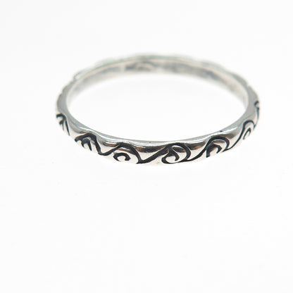 SHUBE 925 Sterling Silver Vintage Spiral Oxidized Stackable Band Ring Size 9