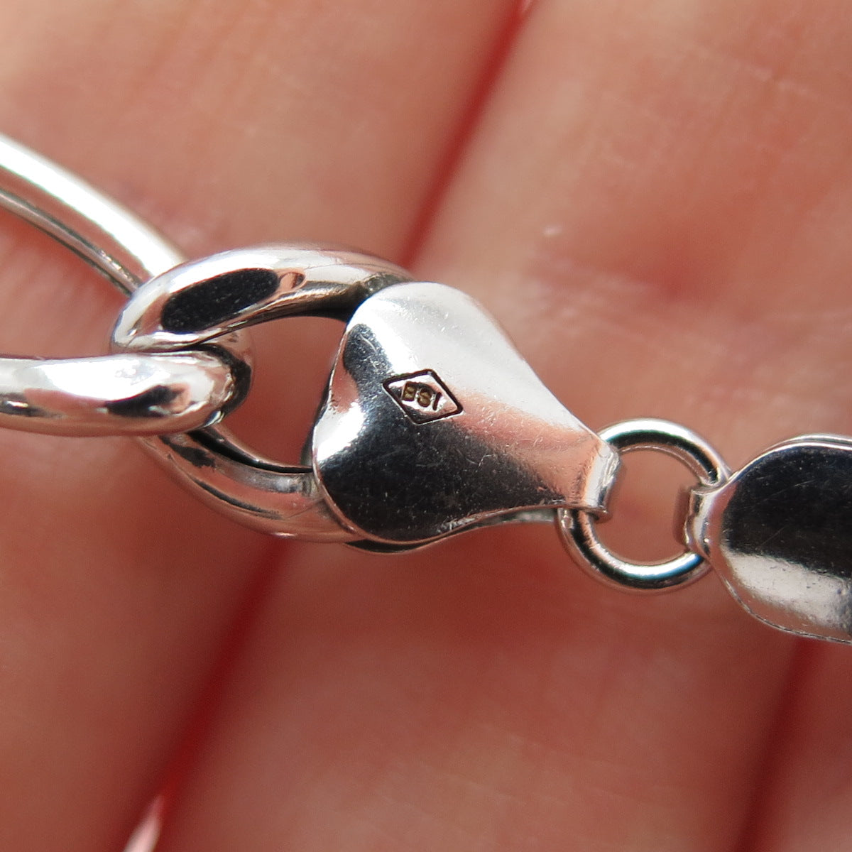 925 Sterling Silver Vintage Italy Figaro Link Bracelet 8.5"